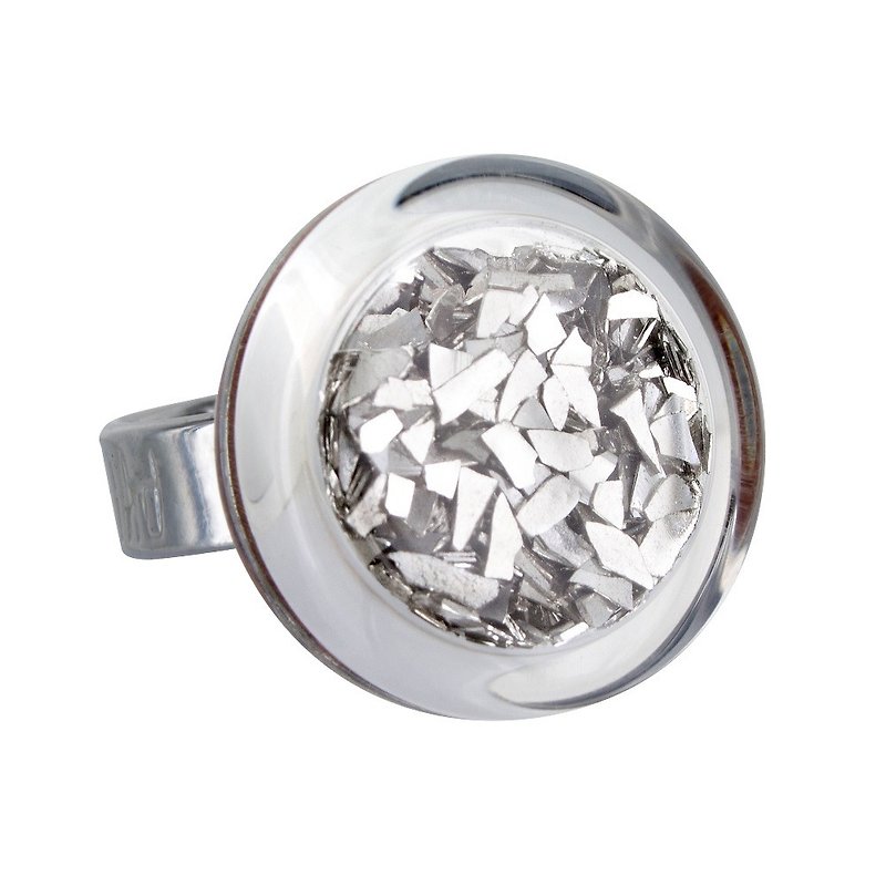 Glass Ring – Mini Glass Ring Cachou Glitters (Silver) - แหวนทั่วไป - กระจกลาย สีเงิน