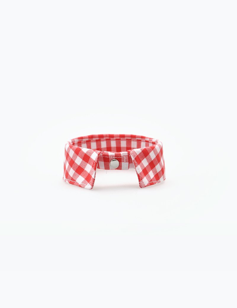 Among handmade 。pet necklace_red_ plaid - Collars & Leashes - Cotton & Hemp Red