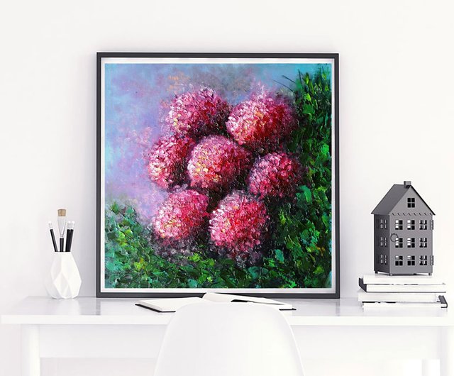 油絵 絵画 【アジサイの花】 アジサイの花 絵画 オイル 抽象画 フローラル オリジナルアート