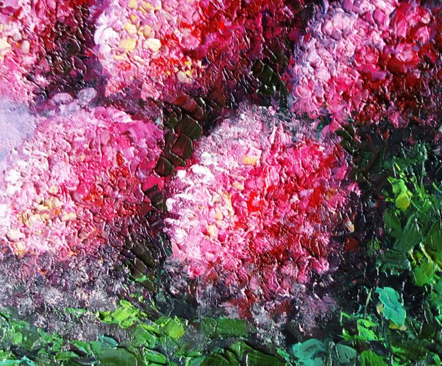 アジサイの花 絵画 オイル 抽象画 フローラル オリジナルアート