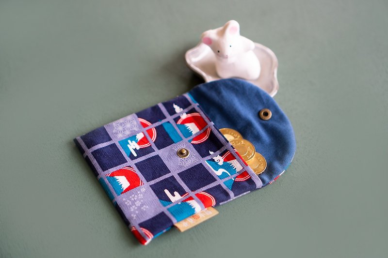 Limited gift sanitary napkin bag mask storage Lange Mount Fuji - Coin Purses - Cotton & Hemp Blue