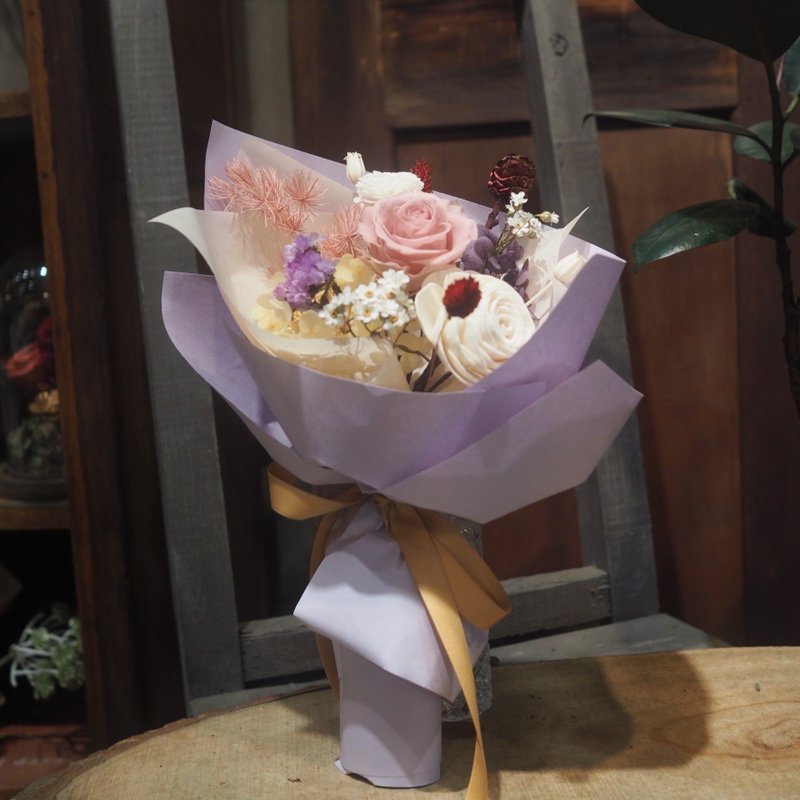 Single Preserved Rose Collection Bouquet / Lilac Purple - Dried Flowers & Bouquets - Plants & Flowers Multicolor