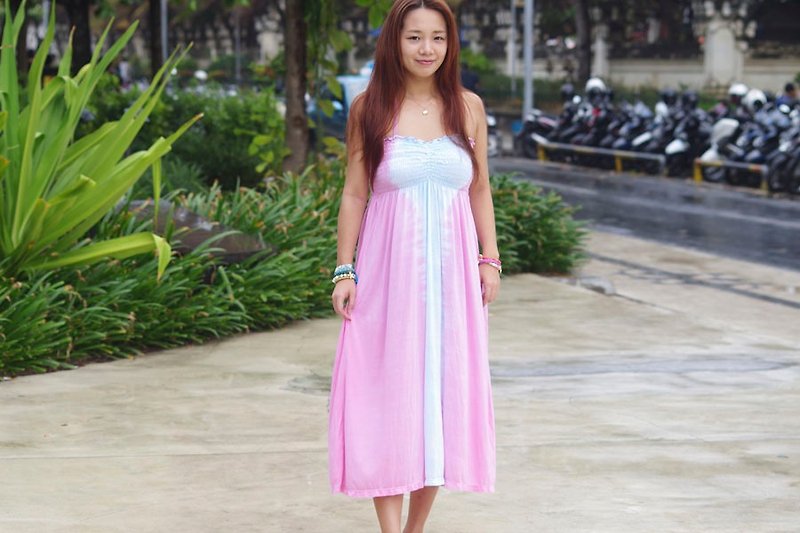 タイダイサマードレス＜ピンク＞ - 洋裝/連身裙 - 其他材質 粉紅色