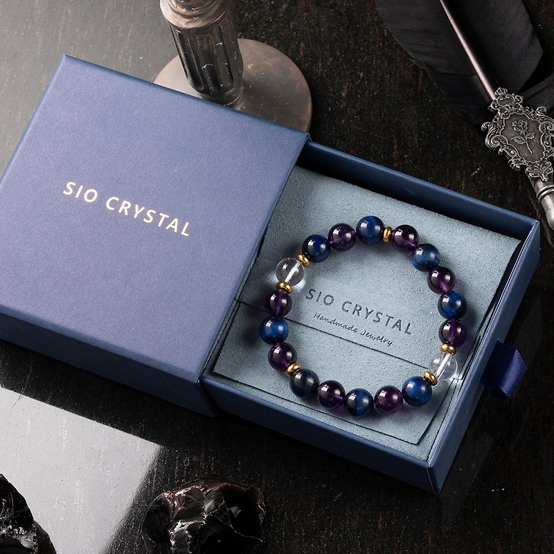 Energy Bracelet [Extraordinary-Star] Blue Tiger Eye Amethyst White Crystal Bracelet - Bracelets - Crystal Multicolor