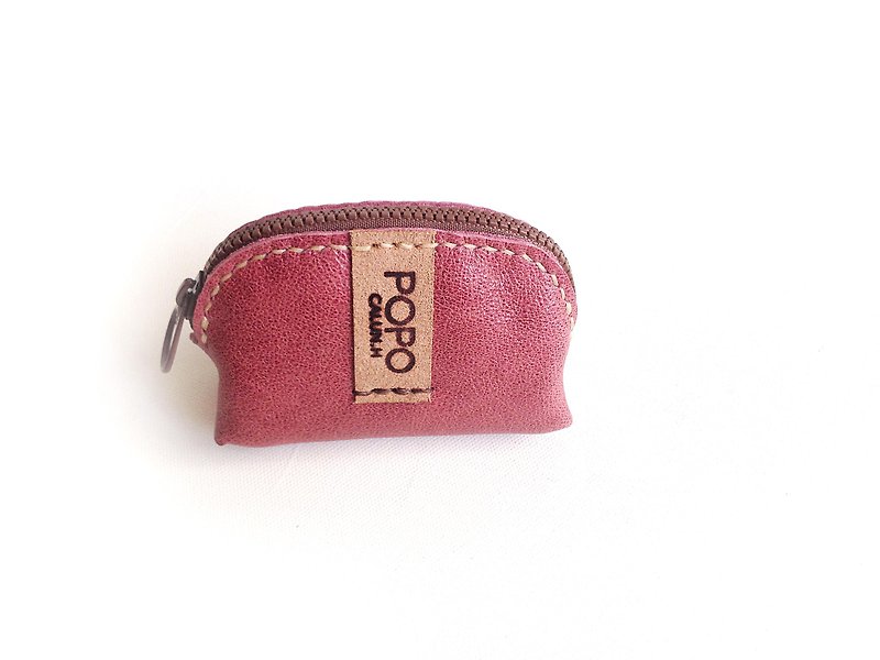 POPO│ Binglie │ pink leather. Shell wallet │leather - Coin Purses - Genuine Leather Pink