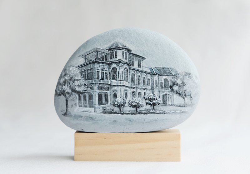 Landscape on Stone painting.Made to order. - อื่นๆ - หิน สีเทา