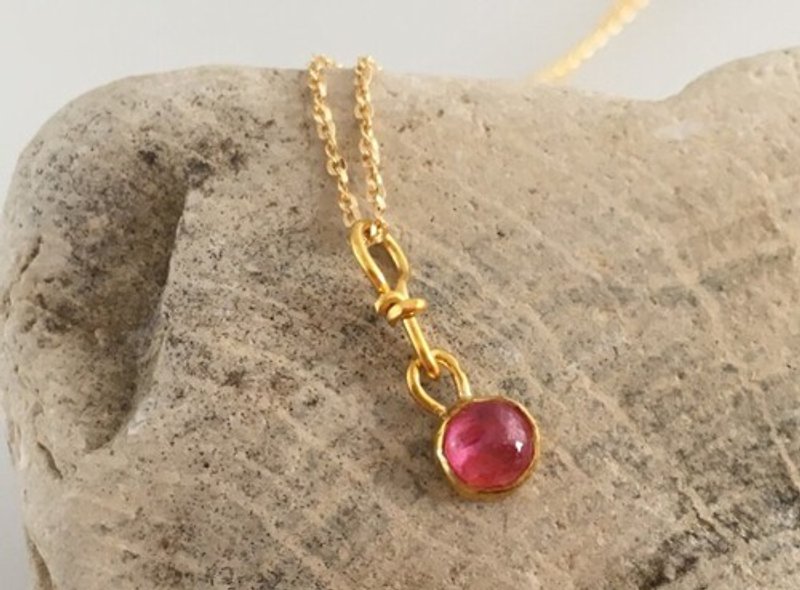 K24 Pure Gold + Hot Pink Spinel ◆ Pure Gold Pink Spinel Pendant Top