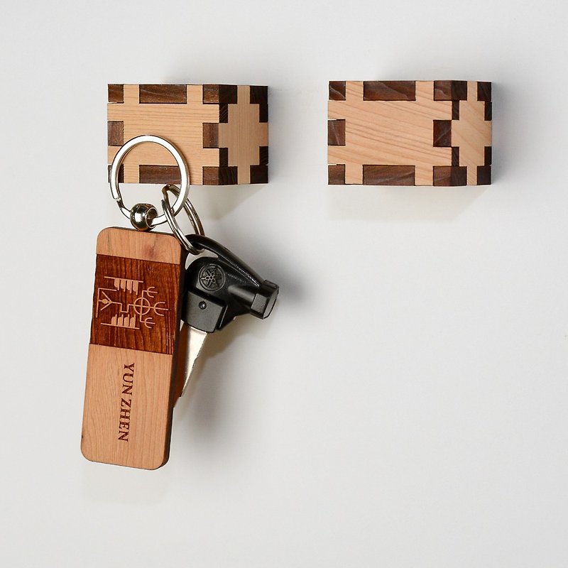 Limited Taiwan cypress multi-purpose magnet one-in | Absorb metal key ring small object magnetic absorption base - Magnets - Wood Gold