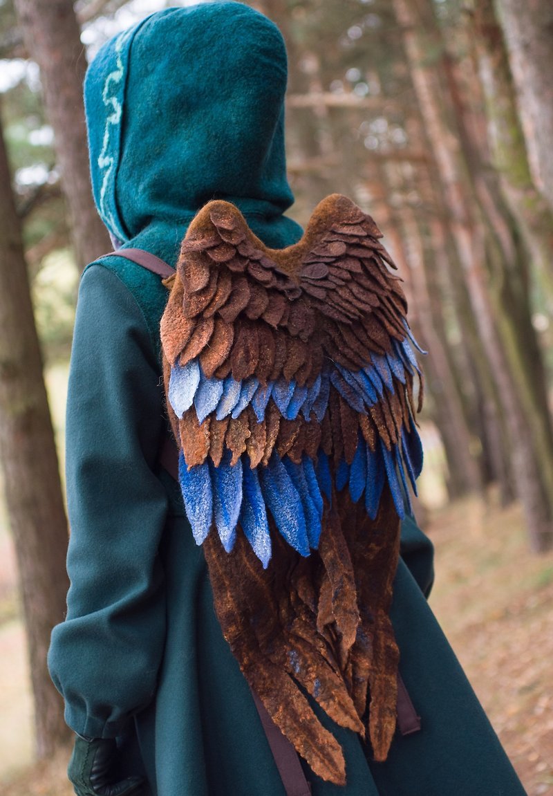 Winged Backpack, open for orders, unusual felted bag, choose your color - Backpacks - Wool Brown