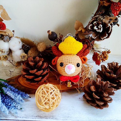 花兔手作 Hwatokki Handmade 迷你版 一鹿發財奶茶小鹿 鑰匙圈 吊飾 聖誕節 交換禮物