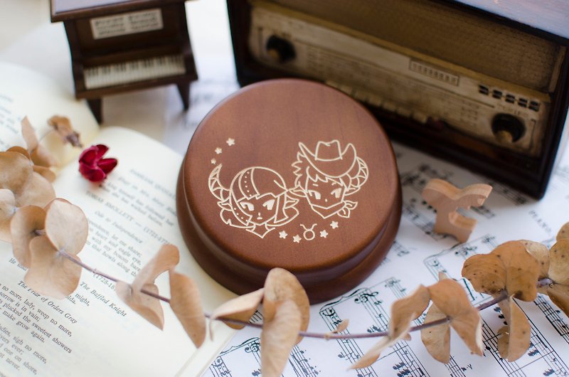 [Birthday Gift, Commemorative Gift, Christmas Gift] 12 Zodiac Taurus / Music Box - Items for Display - Wood Brown