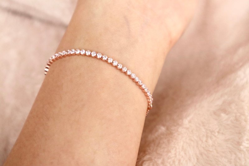 Lune Lapin Made in Italy S925 Sterling Silver Rose Gold Bracelet - Bracelets - Sterling Silver Pink
