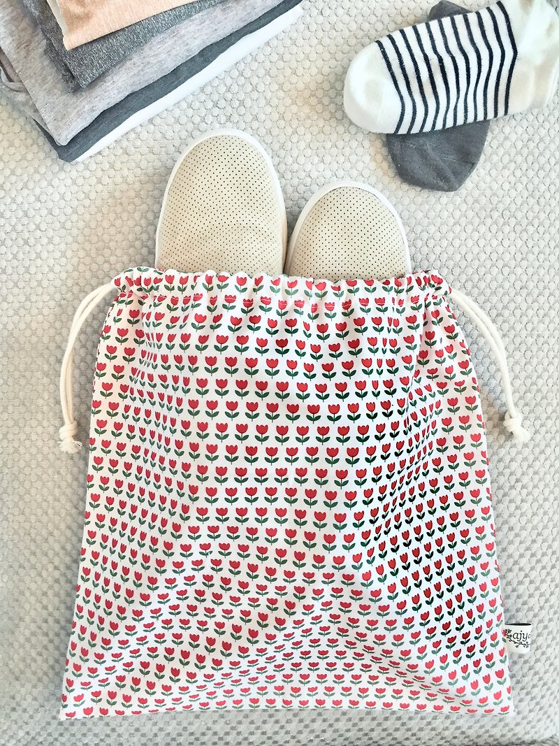 Drawstring bag travel organiser laundry bag reversible - Drawstring Bags - Cotton & Hemp Red