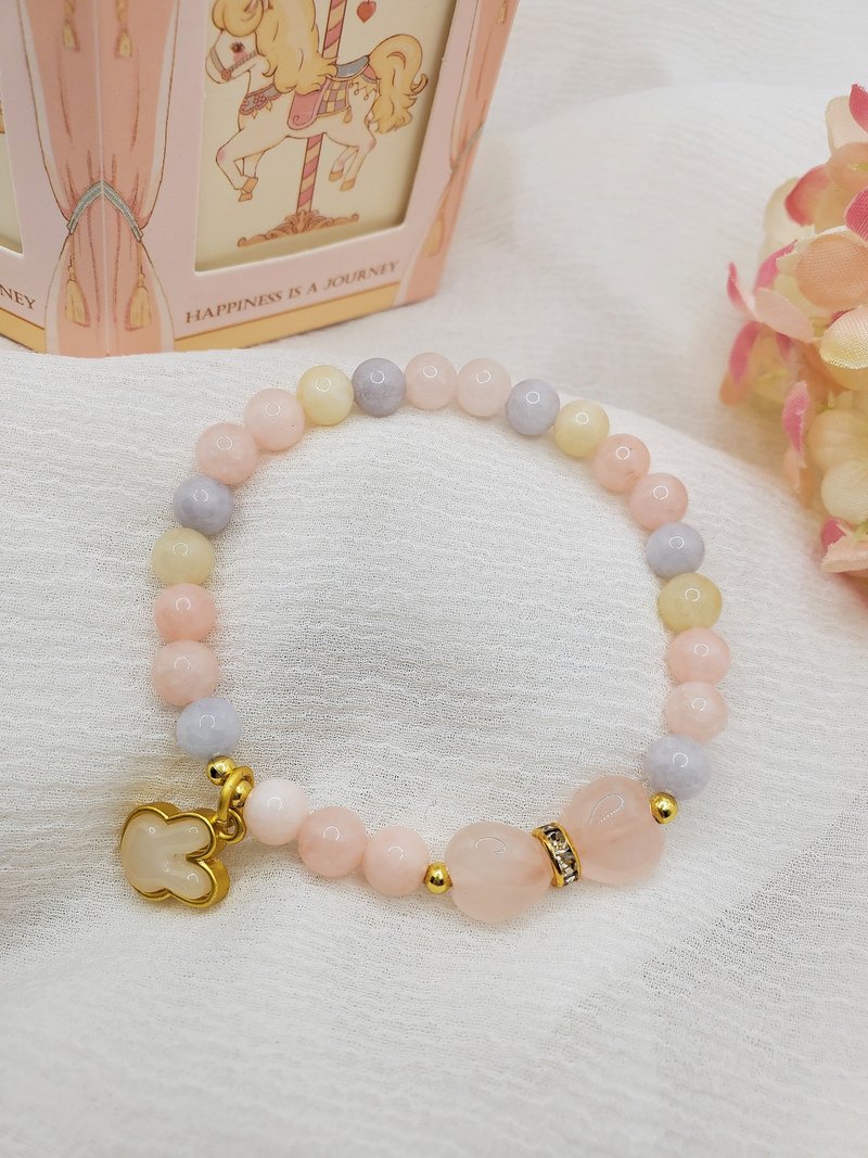 Rabbit Bow Style Rose Quartz Morgan Bracelet - Bracelets - Crystal Multicolor