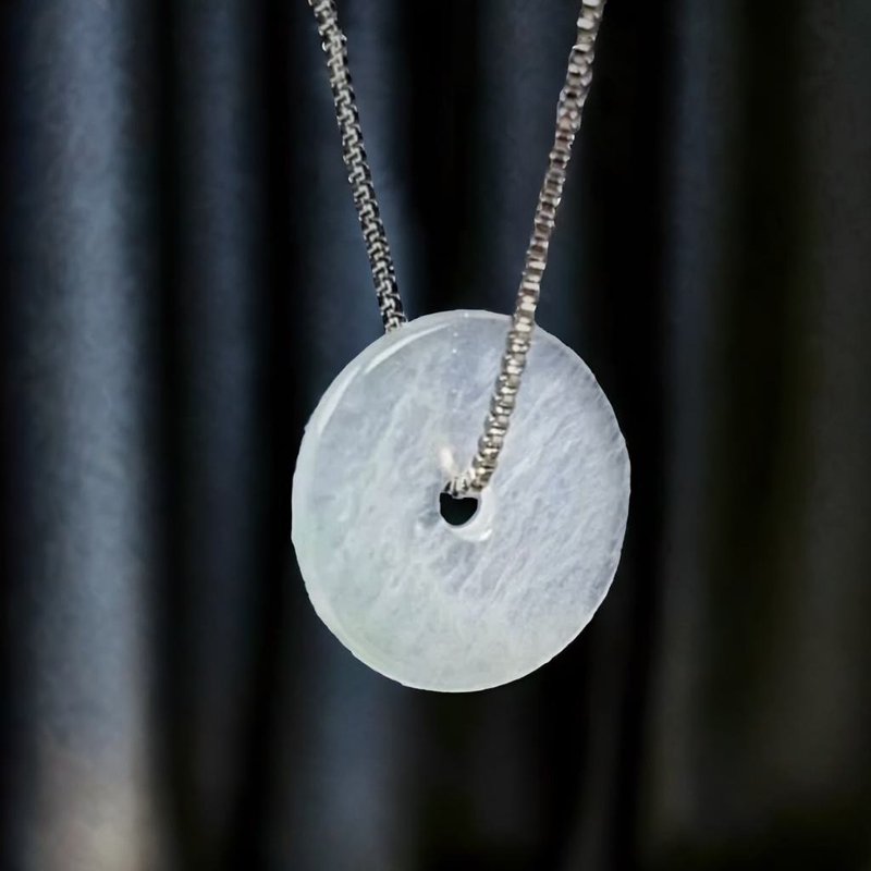 【May ‧Peace】Glass Jadeite Peace Buckle Necklace | Natural Burmese Jadeite A Grade | Gift - Charms - Jade Transparent