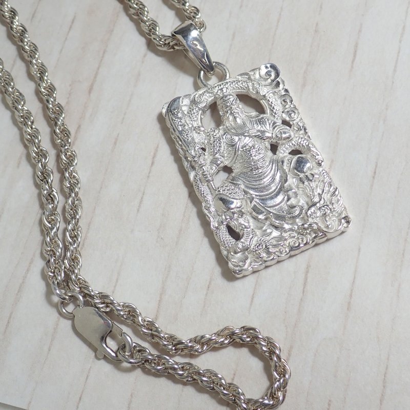 [Bifa Lifetime] Sterling Silver Pendant-Guan Gong Pendant Sterling Silver 925 Handmade Jewelry - Necklaces - Silver Silver