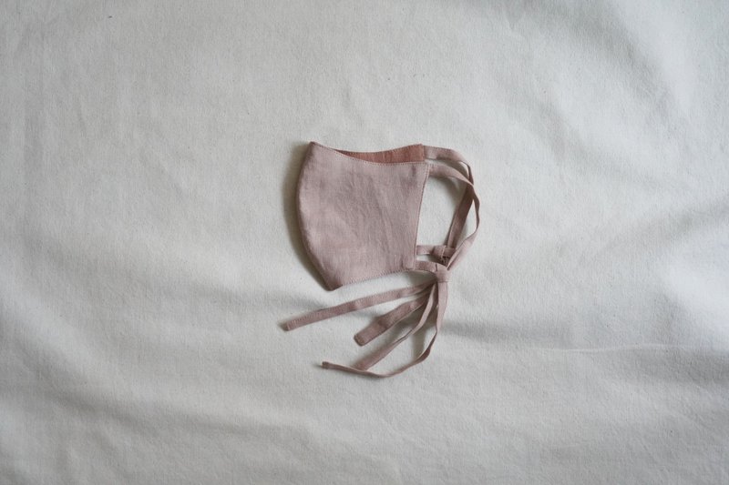 unisex mask | 雙色綁帶口罩 | 櫻 x 珊 瑚 - 口罩/口罩收納套 - 棉．麻 粉紅色
