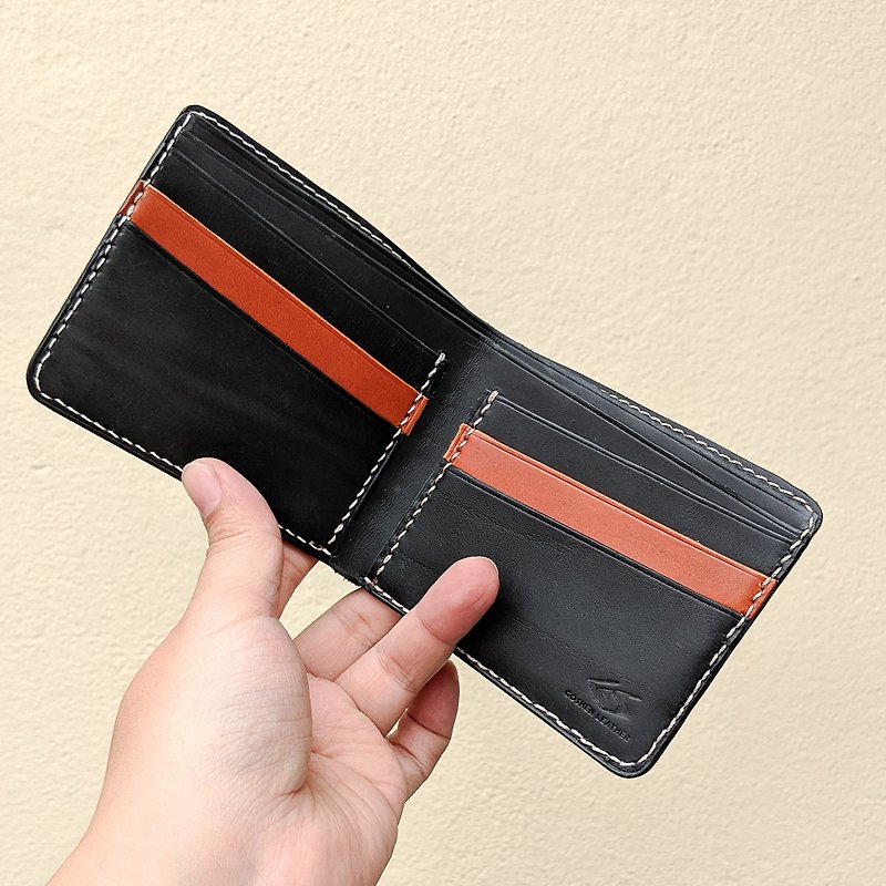 His short clip-leather minimalist wallet - กระเป๋าสตางค์ - หนังแท้ สีดำ