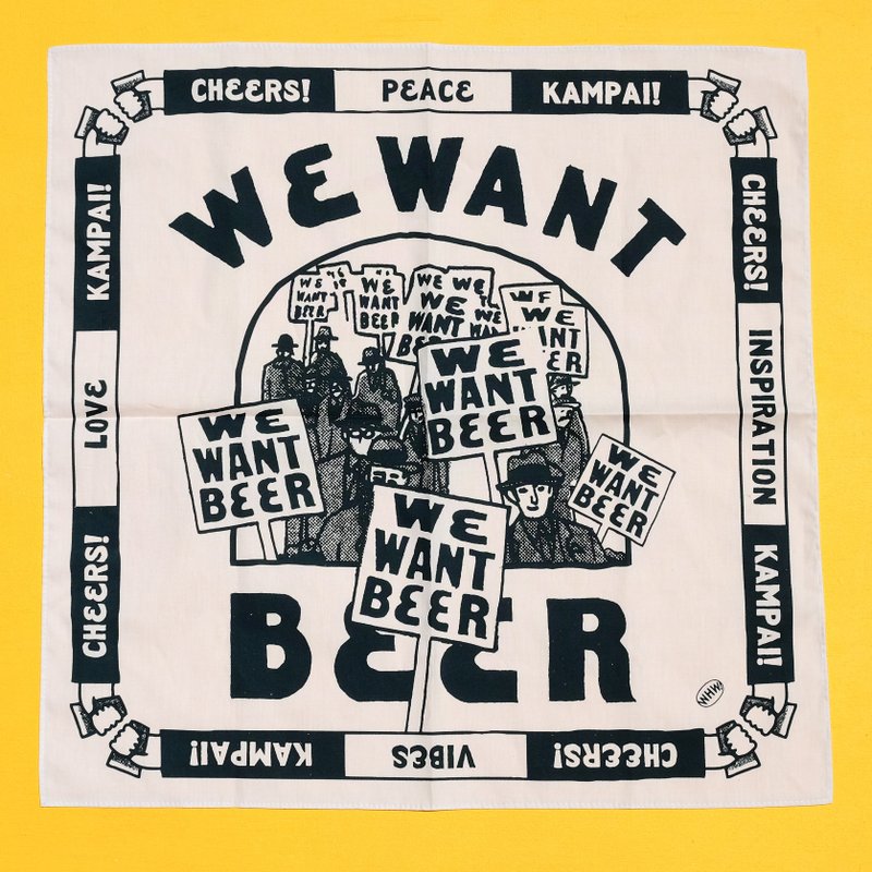 WEWANTBEER　ハンカチ - 手帕 - 棉．麻 白色
