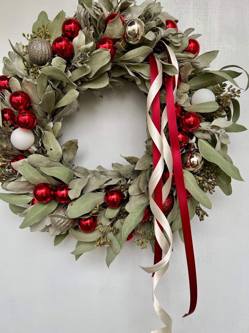 Dry Silver buttons Christmas wreath ready stock - Dried Flowers & Bouquets - Plants & Flowers Silver