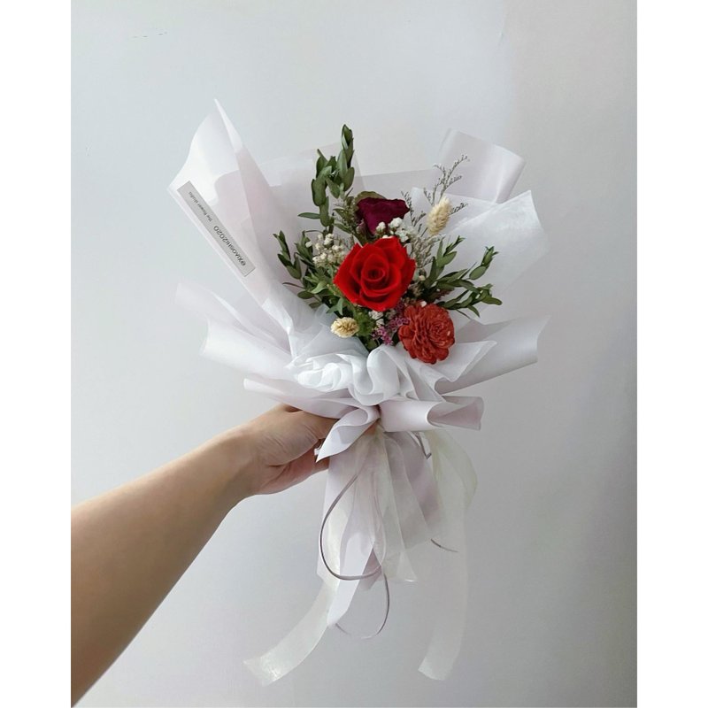 Valentine's Day bouquet Tanabata bouquet rose bouquet eternal life bouquet - ของวางตกแต่ง - พืช/ดอกไม้ สีแดง