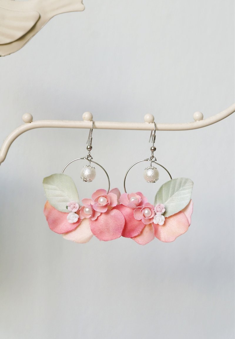 Fantasy Series - Coral Red Flower Earrings Hook, Gift for Her - Earrings & Clip-ons - Plants & Flowers Red