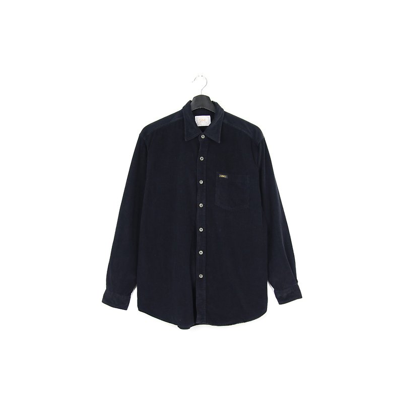 Back to Green :: Corduroy Black LEE Shirt // Men and Women Wearable // vintage (SH-09) - Men's Shirts - Cotton & Hemp 
