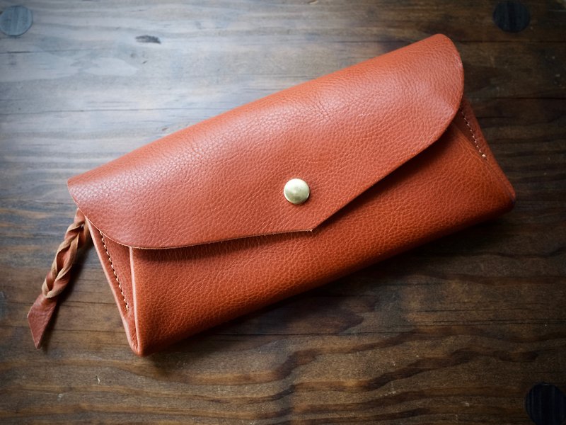 Genuine Leather Wallets Orange - 12 Italian leather cards long wallet series-envelope terracotta