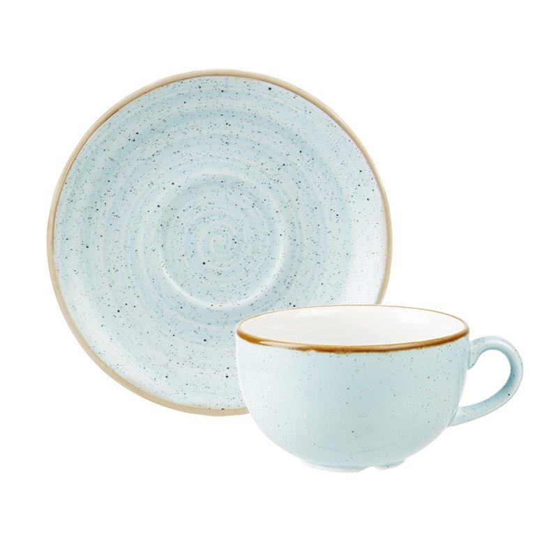 英國Churchill STONECAST點藏系列蛋青色240ml杯盤組 - 咖啡杯/馬克杯 - 瓷 藍色