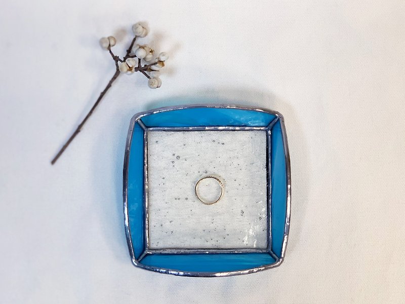 Blue Island No. 2 | Stained Glass Square Platter - Items for Display - Glass 