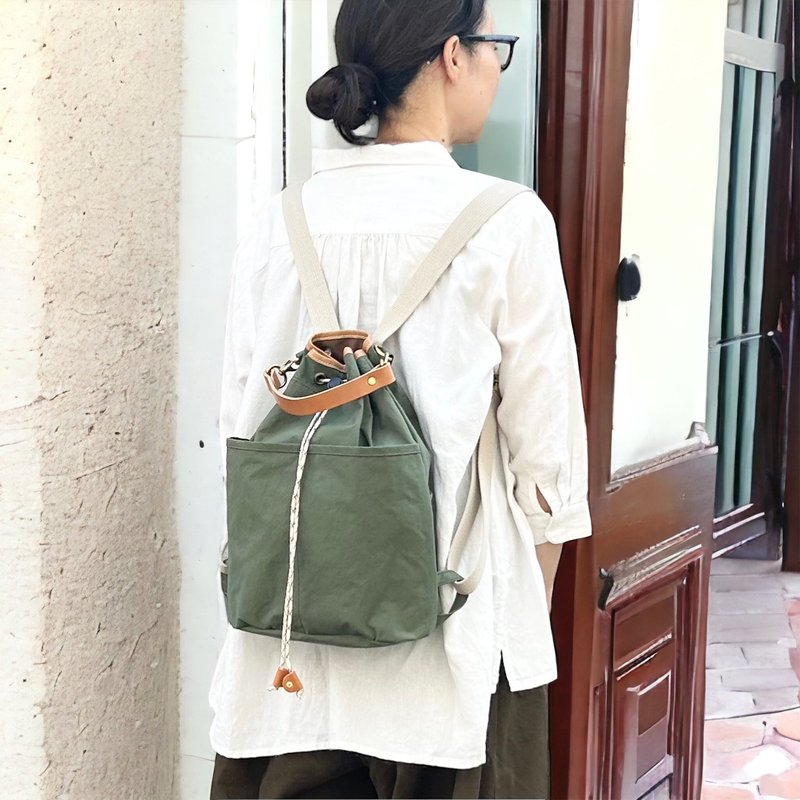 NAPSAC Olive KONBU Water Repellent Nylon Drawstring Backpack Shop