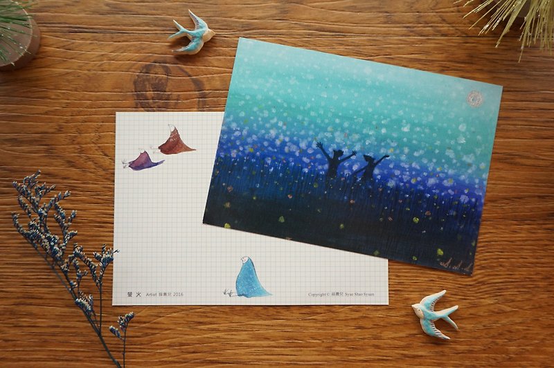 Firefly postcard/card - การ์ด/โปสการ์ด - กระดาษ สีน้ำเงิน