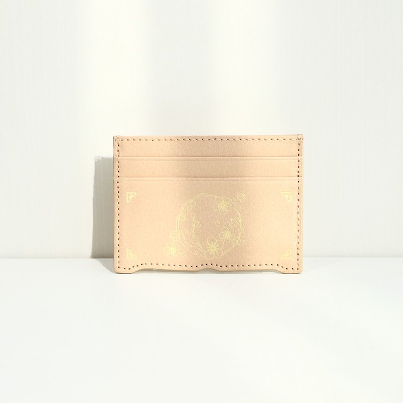 Vegan eco-friendly Hanji Leather Plum Blossom 韓国 誕生日プレゼント card wallet Pink - 錢包/皮夾/長短夾 - 環保材質 