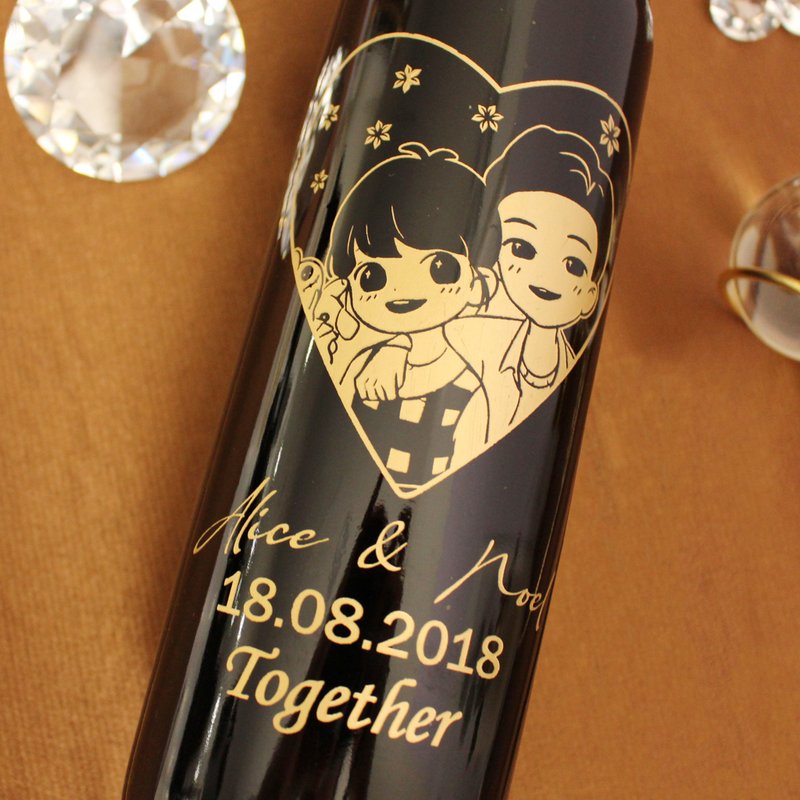 Portrait人像系列|訂製520愛心紅酒|雕刻 - 酒類/酒精飲品 - 玻璃 