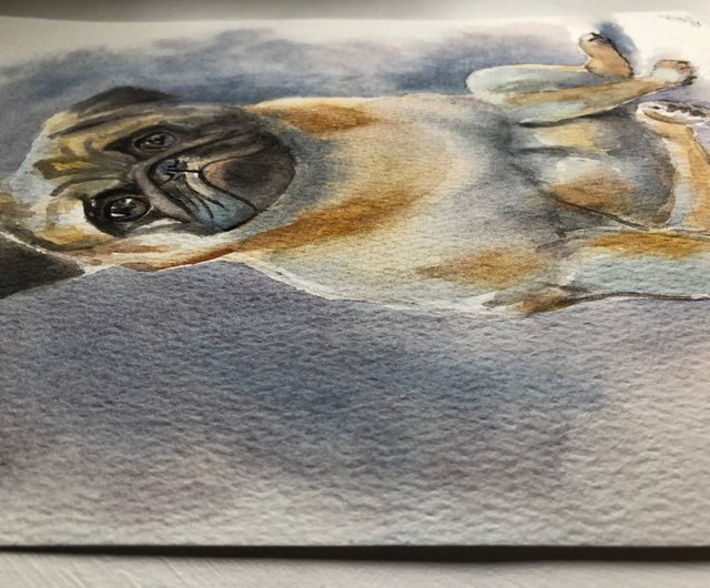 犬のかわいいオリジナル水彩画ペット動物の肖像画壁アート