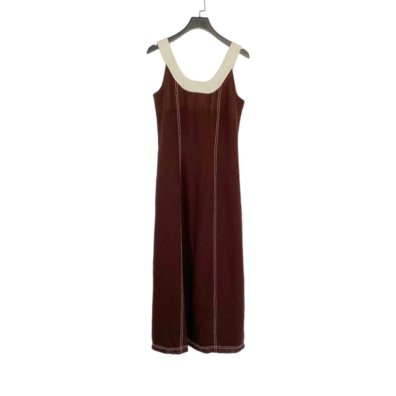 Second-hand coffee beige color splicing light dress OPD221 - One Piece Dresses - Polyester Brown