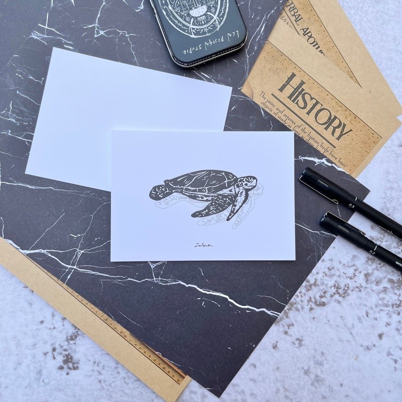 Postcard-White Card Series (Turtle) - Cards & Postcards - Paper 