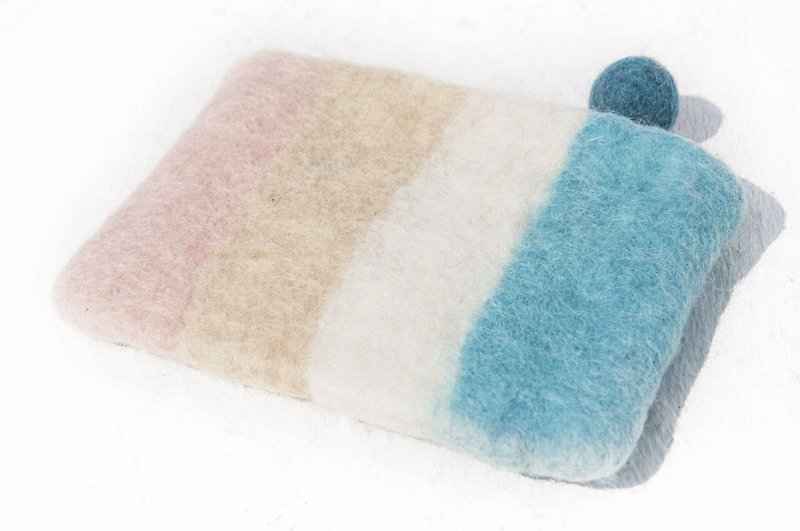Youyou card holder banknote wool felt mobile phone bag wool felt mobile phone bag/wool felt storage bag/coin purse/youyou card holder/wool felt wallet Christmas gift Valentine’s day gift exchange-Marshmallow - Toiletry Bags & Pouches - Wool Multicolor