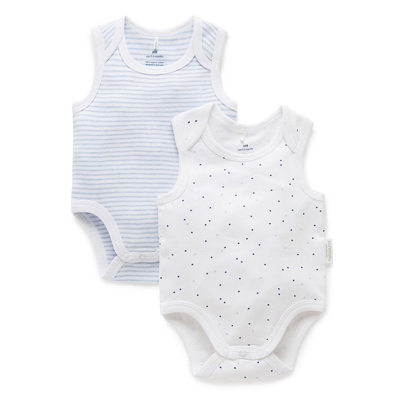 Australian Purebaby organic cotton baby onesies/newborn jumpsuit 2-piece set pink blue - ชุดทั้งตัว - ผ้าฝ้าย/ผ้าลินิน 