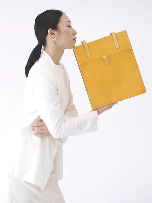 七月夏卡尔 定型美學方TOTE托特設計師原創手工植鞣牛皮包真皮包手拎包單肩包