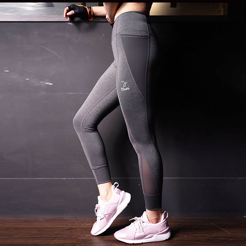 【ELASTI】美姿健身褲 - 女運動褲/機能褲 - 聚酯纖維 灰色