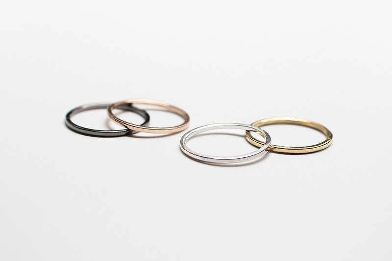 925 Silver Square Edge Ring (4 color) - แหวนทั่วไป - เงินแท้ สีเงิน