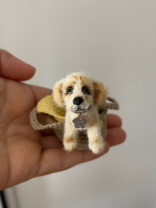 HeyMiniToysnVINTAGE Miniature realistic dog Labrador puppy pet portrait felted animal dog lover gift