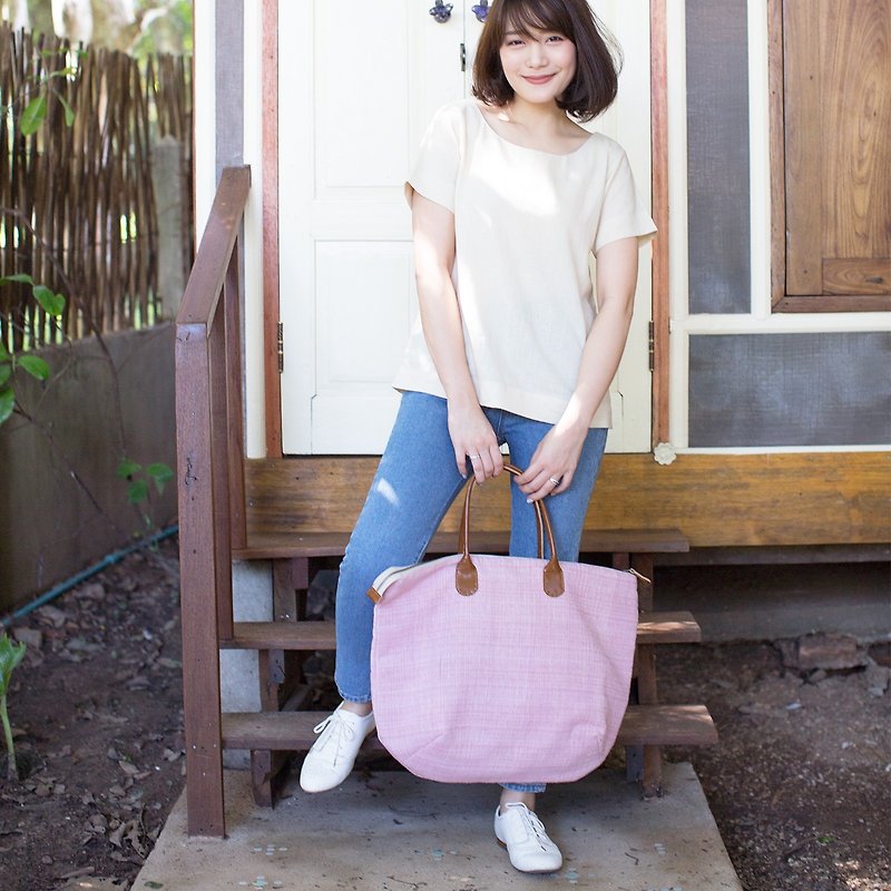 Oversize Sweet Journey Bags Hand Woven and Botanical Dyed Cotton Pink Color