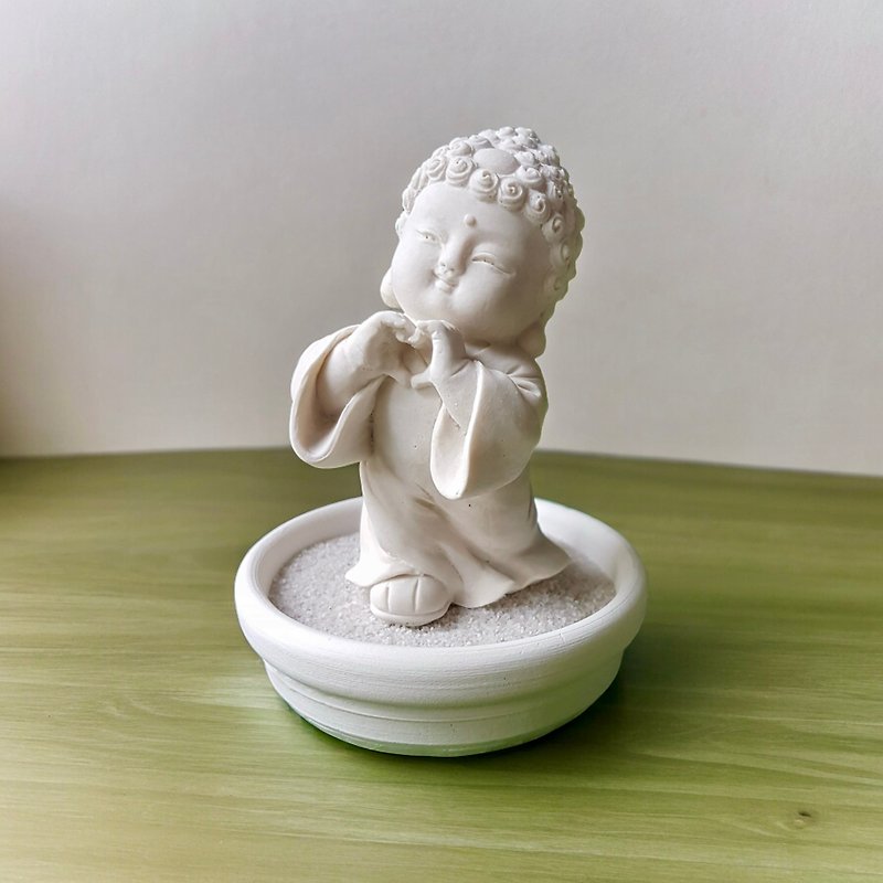 Miniature Small meditation Buddha 181120,  w/small dish holder set - น้ำหอม - วัสดุอื่นๆ ขาว