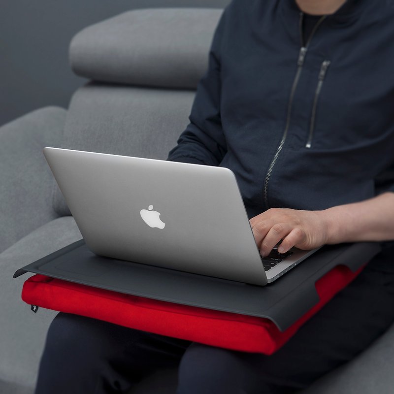 Laptray Anti-slip (Black / Red cushion. Matte rubber covered surface) - Pillows & Cushions - Cotton & Hemp Red