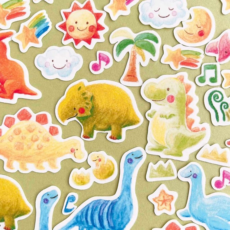Dreamy Dinosaur Flake Sticker (with postcard) - สติกเกอร์ - กระดาษ สีเขียว