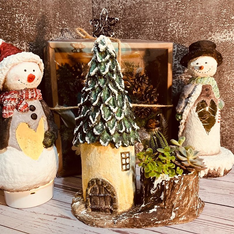 セメントハウスシリーズ | クリスマスツリーハウス | クリスマスの飾り付けやプレゼント交換に最適 - 観葉植物 - コンクリート 