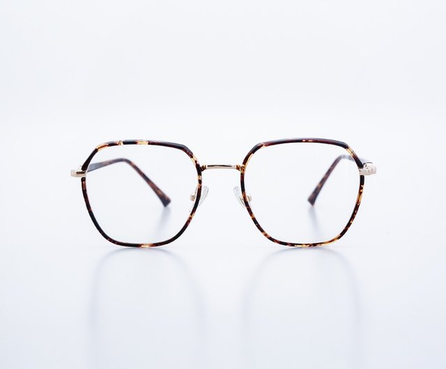 ASLLY べっ甲 琥珀色 多角形フレーム ブルーライトカット メガネ