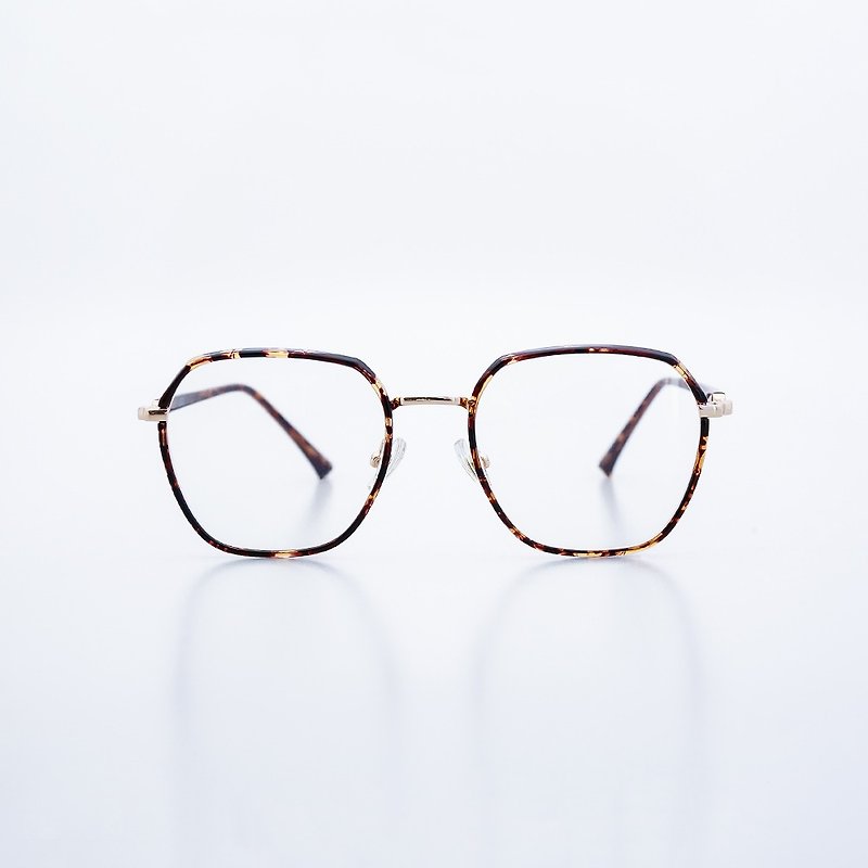 ASLLY玳瑁琥珀多邊方框濾藍光眼鏡 | 梯形框型設計 - 眼鏡/眼鏡框 - 其他金屬 咖啡色